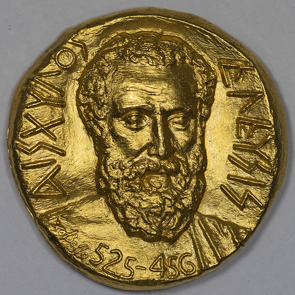 Επίχρυσο αναμνηστικό μετάλλιο Αισχύλος (Γλύπτης Κ. Κλουβάτος) M15