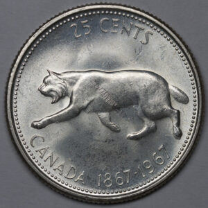 1967 Canada 25 Cents Silve Centennial Bobcat C182