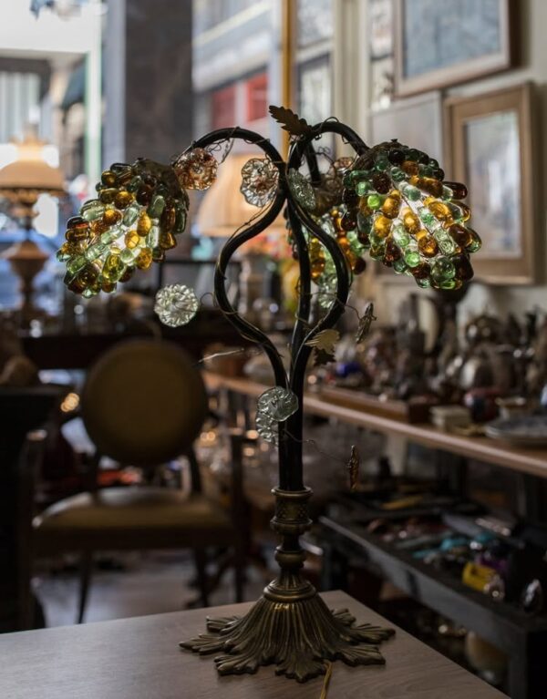 Σπάνιο Φωτιστικο! 1920’s Art Nouveau 3-Arm Table lamp with Murano Glass grape shades - Image 2