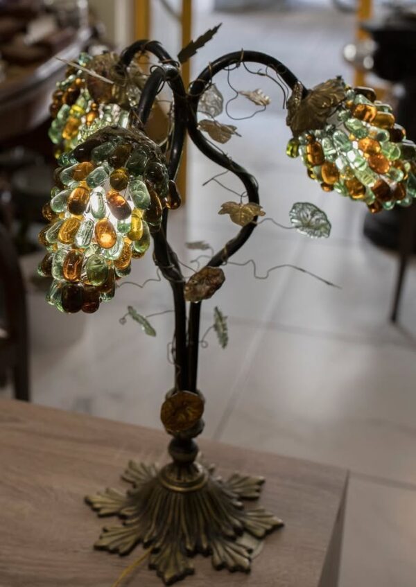 Σπάνιο Φωτιστικο! 1920’s Art Nouveau 3-Arm Table lamp with Murano Glass grape shades - Image 4
