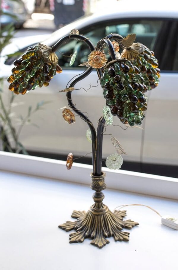 Σπάνιο Φωτιστικο! 1920’s Art Nouveau 3-Arm Table lamp with Murano Glass grape shades - Image 8