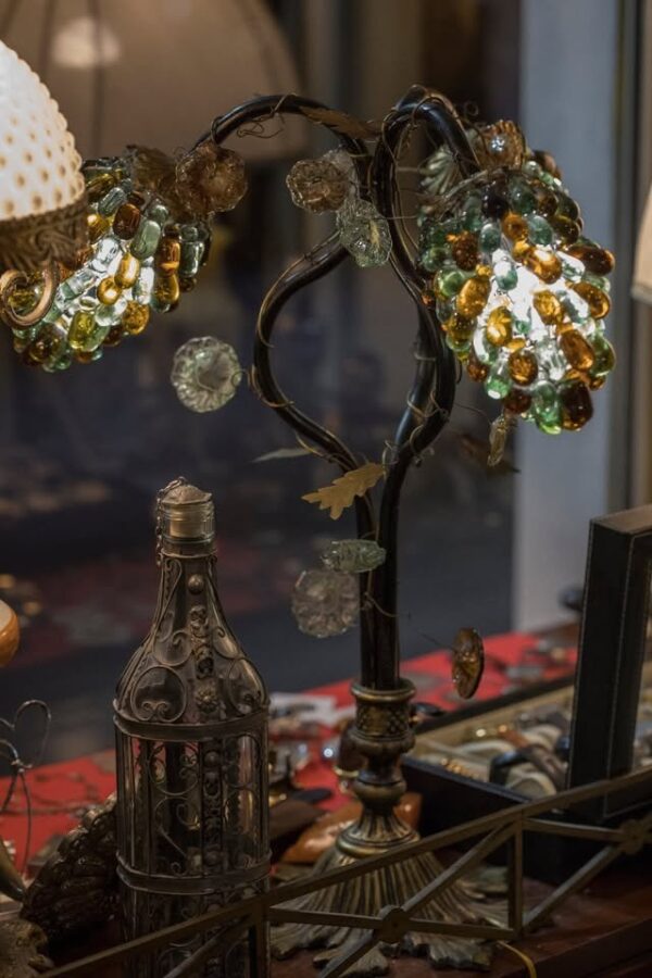 Σπάνιο Φωτιστικο! 1920’s Art Nouveau 3-Arm Table lamp with Murano Glass grape shades - Image 3