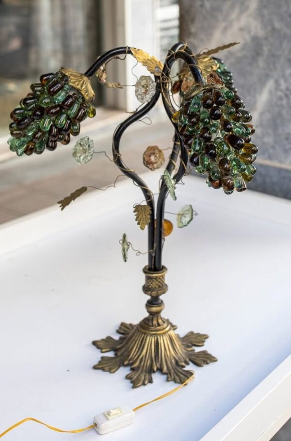 Σπάνιο Φωτιστικο! 1920’s Art Nouveau 3-Arm Table lamp with Murano Glass grape shades - Image 9