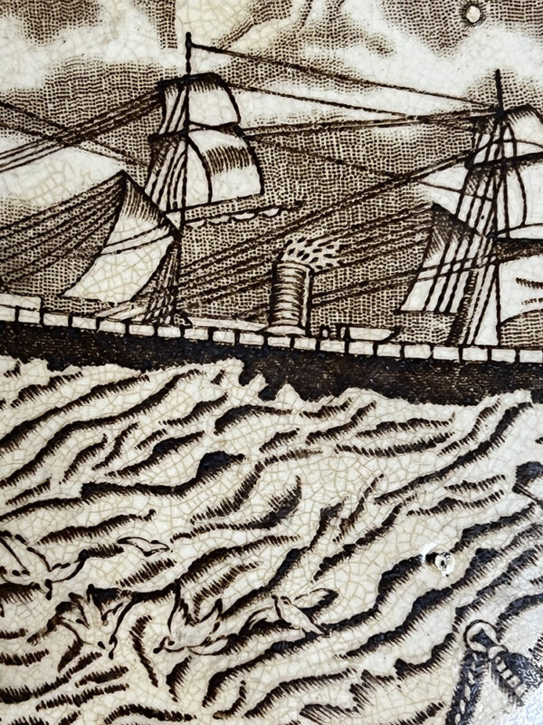 Αγγλικό Κεραμικό πιάτο αντίκα - Marine (24.5cm) - Image 4