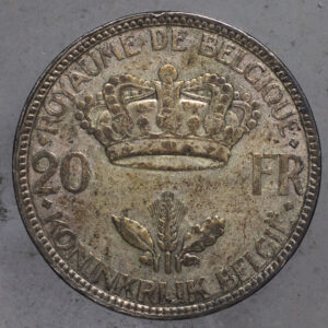 Alternative view of Silver coin Belgium 20 Francs 1935 C28