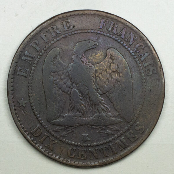 1862 France 10 Centimes Emperor Napoleon III C40 - Image 2