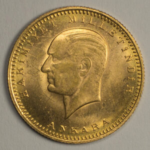 Alternative view of 1923 100 Kuruş Old lira Turkey Gold