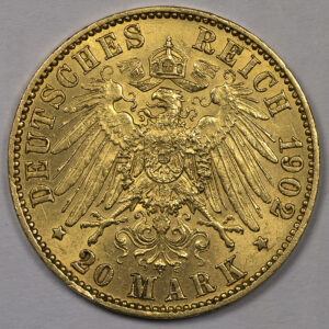 Alternative view of 20 Mark Kingdom of Prussia King William II (1902) Gold Coin