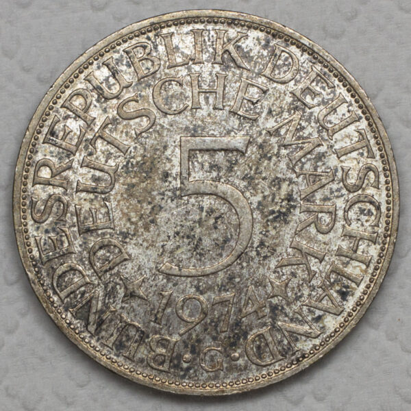5 Mark 1974G Germany Silver C80 - Image 2