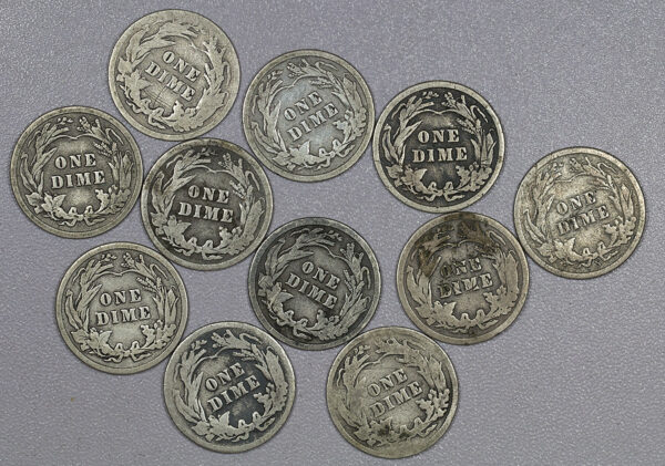 Lot USA 11 x Silver Barber Dimes C114 - Image 2