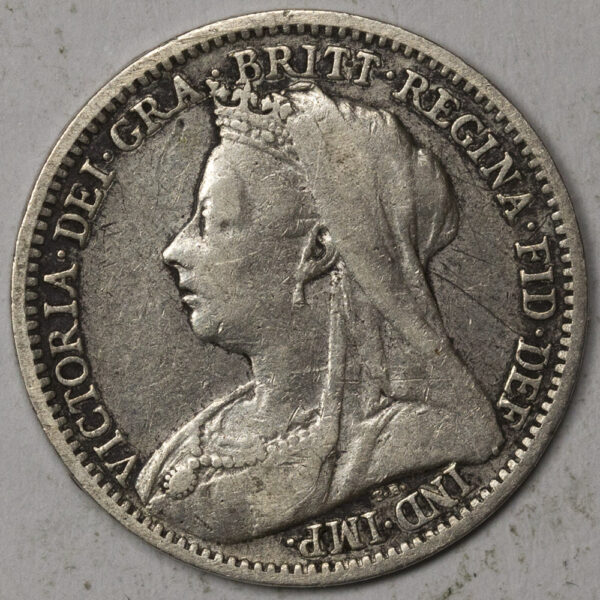 1900 3 Pence - Victoria 3rd portrait Silver C128 - Image 2