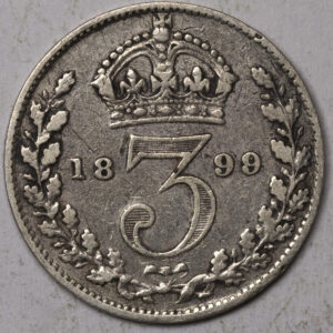Alternative view of 1899 3 Pence - Victoria 3rd portrait Silver C129