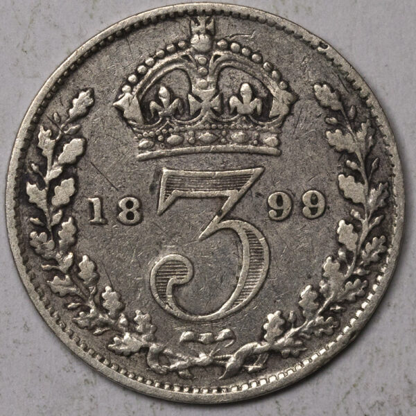 1899 3 Pence - Victoria 3rd portrait Silver C129 - Image 2