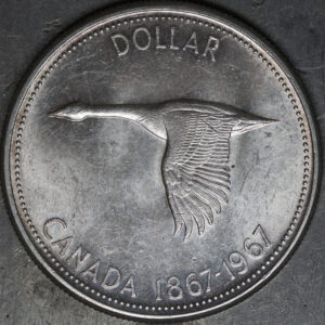 1967 1 Dollar - Elizabeth II 2nd portrait, Confederation Silver C156