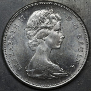 Alternative view of 1967 1 Dollar - Elizabeth II 2nd portrait, Confederation Silver C156