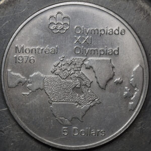 5 Dollars - Elizabeth II Map of North America Silver C154