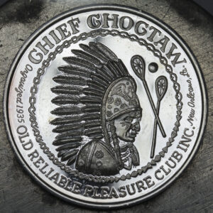 Alternative view of CHIEF GHOGTAW NEW ORLEANS 1968 250 ANNIVERSARY SILVER ROUND 999 FINE SILVER C157