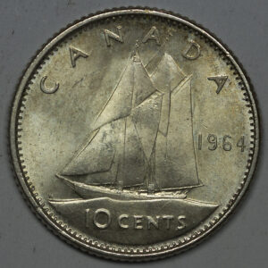 Alternative view of 1964 10 Cents - Elizabeth II 1st portrait Silver UNC  C162