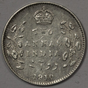 Alternative view of 1910 British India 2 Annas, Edward VII  C165