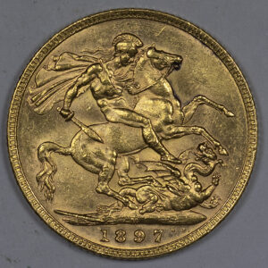 Alternative view of 1897 Gold Sovereign Victoria Old Head Melbourne C241