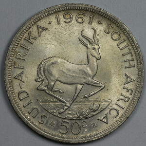 1961 South Africa 50 Cents 1st decimal series Silver C199