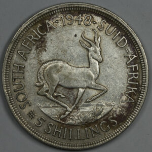 South Africa 5 Shillings, 1948, 300th Anniversary - Founding of Capetown Silver C201