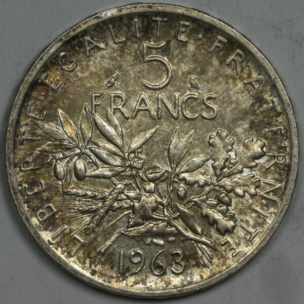 1963 5 Francs France Silver C209 - Image 2