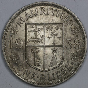 Alternative view of 1938 1 Rupee - George VI Silver Mauritius RARE C208