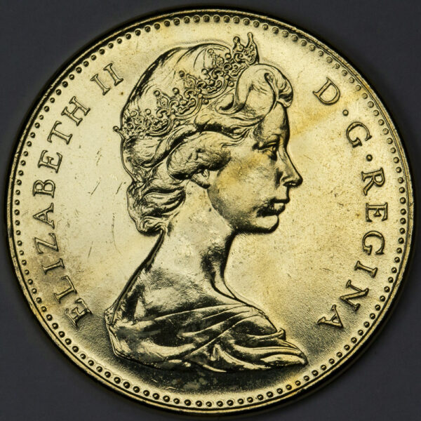 1967 CANADA 5 CENT NICKEL RABBIT 1867-1967 UNC (GOLD PLATED) C244 - Image 2