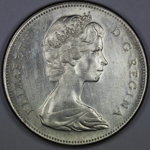 Alternative view of 1967 1 Dollar - Elizabeth II 2nd portrait, Confederation Silver C255