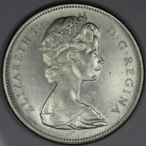 Alternative view of 1967 1 Dollar - Elizabeth II 2nd portrait, Confederation Silver C256