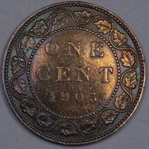 1905 Canadian London Mint One 1 Cent Penny Large Cent Coin C260 - Image 2