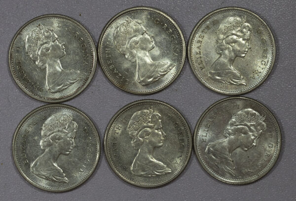 1967 LOT 6x Canada 25 Cents Silver Centennial Bobcat C267 - Image 2