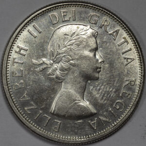 Alternative view of 1963 50 Cents - Elizabeth II 1st portrait, complete coat of arms UNC C269