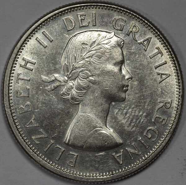 1963 50 Cents - Elizabeth II 1st portrait, complete coat of arms UNC C269 - Image 2