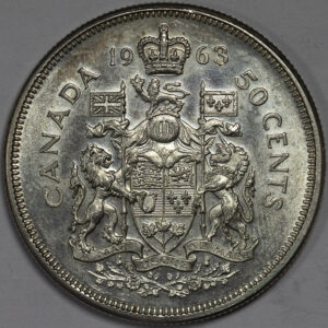 1963 50 Cents - Elizabeth II 1st portrait, complete coat of arms UNC C269