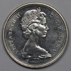 Alternative view of 1965 25 Cents - Elizabeth II 2nd portrait, silver UNC C275