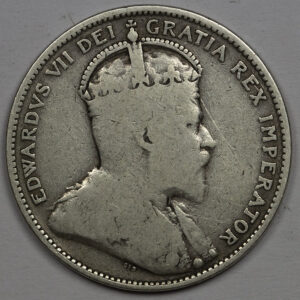 Alternative view of 1910 25 Cents - Edward VII C277