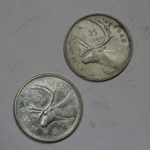 Alternative view of LOT 2x 25 Cents Silver Canada C297
