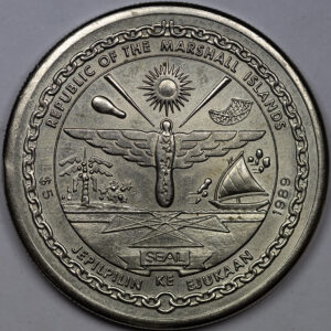 1989 Marshall Islands 5 Dollars Moon Landing C320