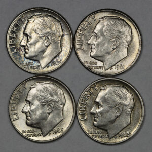 LOT 4 Silver Dimes USA C330